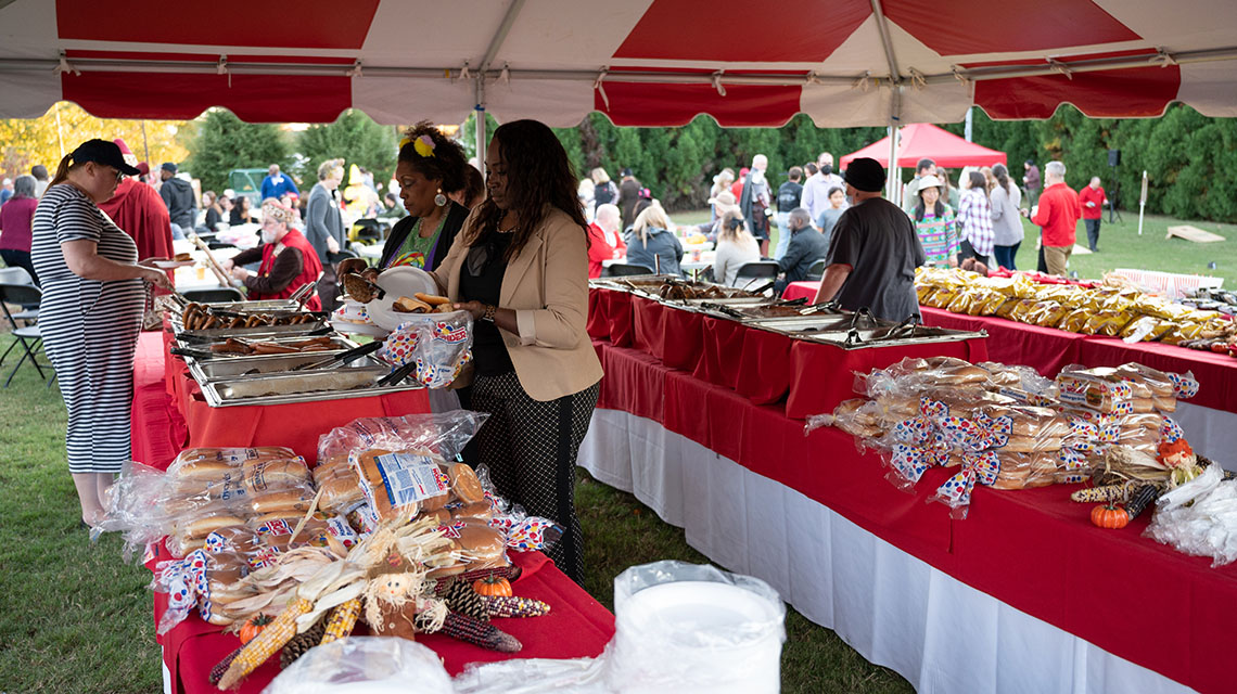 Food and drinks being served